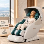 RelaxPro Systems 10er-Karte für 10 × 20 Minuten Massagesessel-Nutzung in Bad Schwartau mit Frau im Massagesessel.