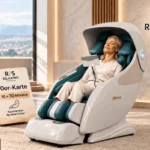 RelaxPro Systems 10er-Karte für 10 × 30 Minuten Massagesessel-Nutzung in Bad Schwartau mit Frau im Massagesessel.