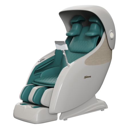 RelaxPro Systems BL-H868 in Türkis mit weißem Kapselgehäuse, gepolstertem Sitzbereich und integriertem Fußmodul.