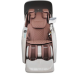 Rosébrauner RelaxPro Systems BL-H868 von vorne mit gestepptem Rückenbereich, Schulterpolstern und Fußmassageeinheit.